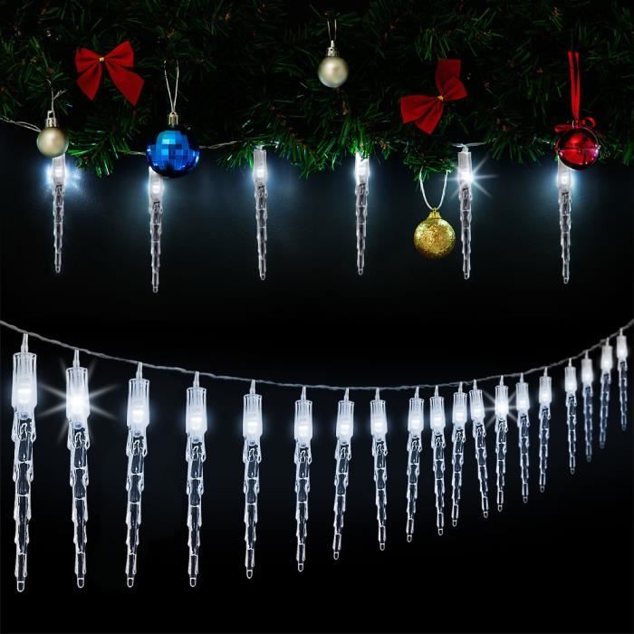Guirlande lumineuse 80 LED Noël Blanc Intérieur et extérieur stalactite ambiance