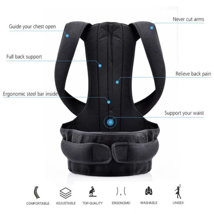 CEINTURE LOMBAIRE,S 4XL unisexe orthèse soutien de l'épaule soins du dos Posture correcteur réglable clavicule sangle - Type B-3XL