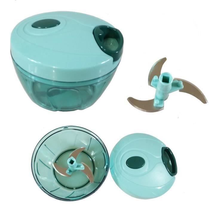Hachoir manuel alimentaire tenu a la main pour hacher les fruits, legumes et ainsi de suite vert & bleu An07306