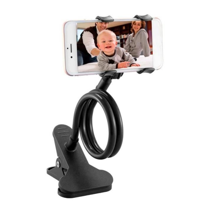 Universel Support Flexible Bras Paresseux Pince pour Téléphone Col de Cygne Noir