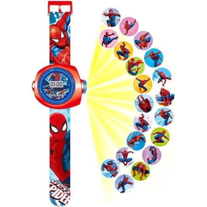 Montre projecteur 24 Figurines Spiderman Super héros, Spider-Man Montre electronique Enfant garçon, Projection Jouets, Projectio