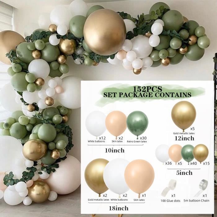 ballongonflable Ensemble de ballons verts en pate de haricots rouges de couleur rétro Ensemble de ballons vert olive décor223518