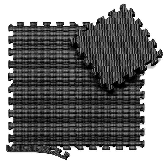 18 Dalles en Mousse sans BPA + Bordures - Matelas Puzzle pour matériel Fitness, Gym, Musculation Tapis de Musculation Protection