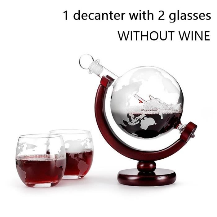 Carafes vin,Carafe à Whisky Globe ensemble de verre à vin voilier crâne à l'intérieur de la Carafe à Whisky en - Type Set of 3 #B