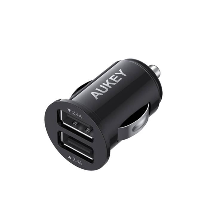Chargeur de Voiture Allume Cigare USB AUKEY 2 Ports 4.8A 24W AiPower pour iPhone Samsung Noir CC-S1