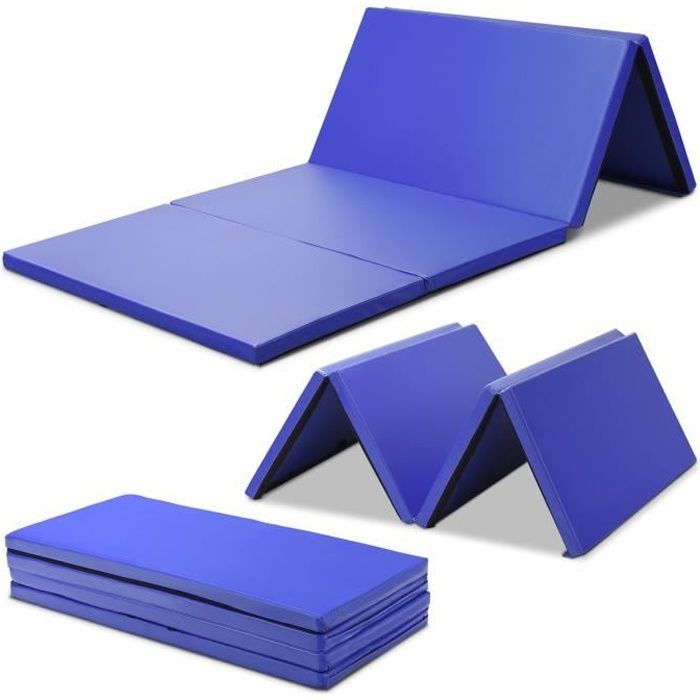 COSTWAY Tapis de Gymnastique Pliable 240 x 120 x 5 cm Matelas de Fitness Portable Natte de Gym pour Fitness,Yoga et Sport Bleu Foncé