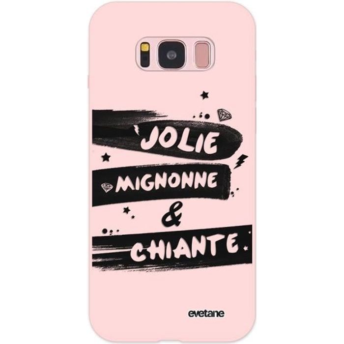 Coque pour Samsung Galaxy S8 Silicone Liquide Douce rose pâle Jolie Mignonne et chiante Ecriture Tendance et Design Evetane