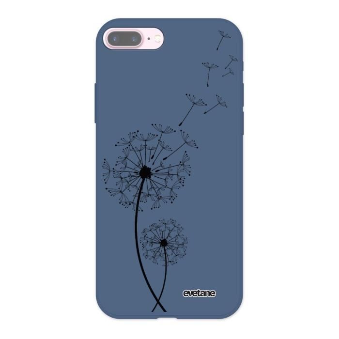 Coque pour iPhone 7 Plus / 8 Plus Silicone Liquide Douce bleu nuit Pissenlit Ecriture Tendance et Design Evetane