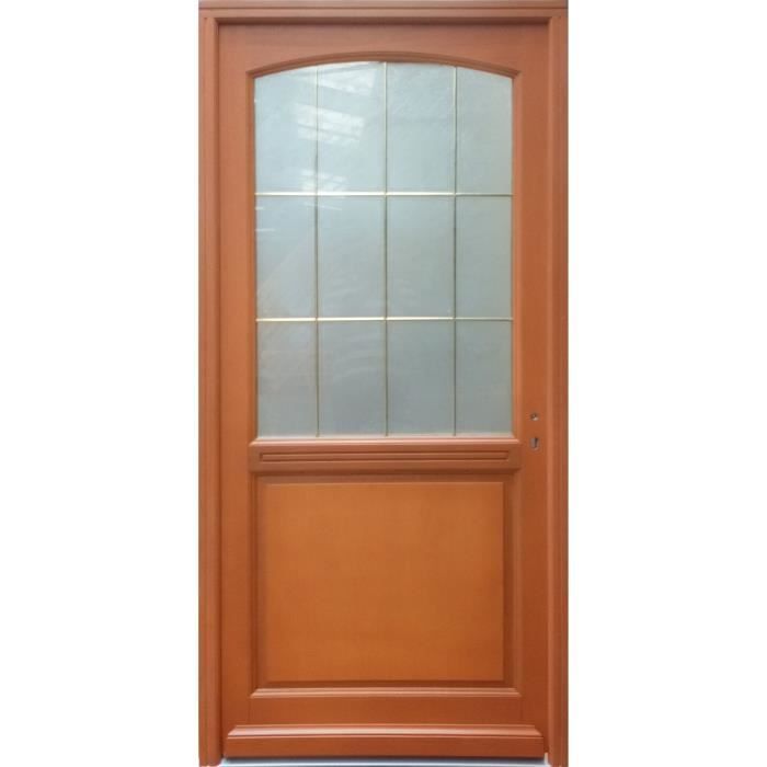 PROMO / PORTE D'ENTREE EN BOIS EXOTIQUE 215 x 90 POUSSANT DROITE