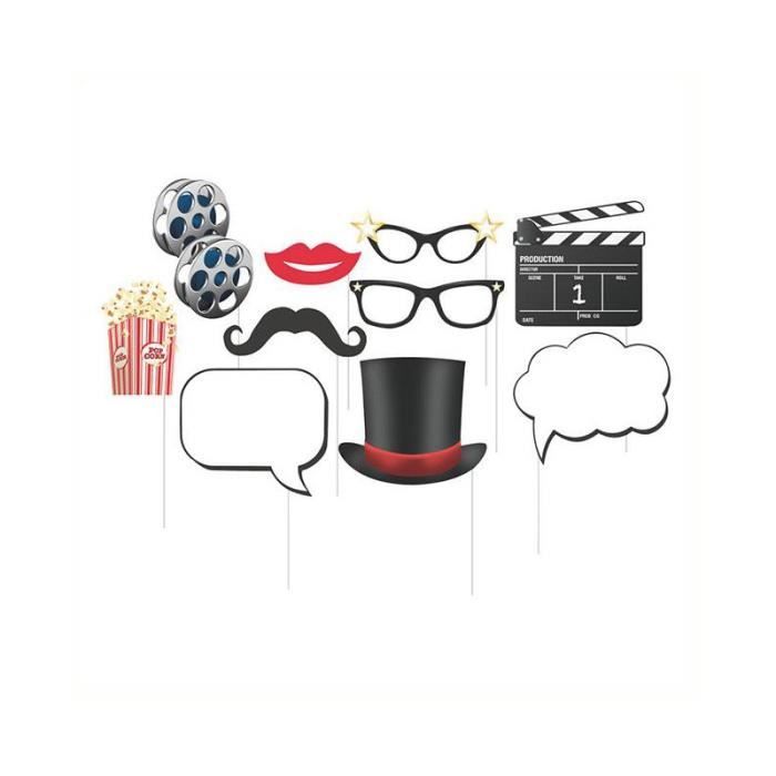 Accessoires Photobooth Cinéma Holywood (x10) Blanc