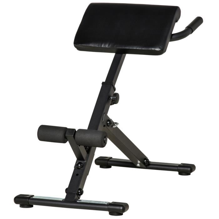 Banc de musculation pliable chaise romaine multifonctionnelle hauteur réglable hyper extension acier PU 100 x 57 x 72-85 cm noir