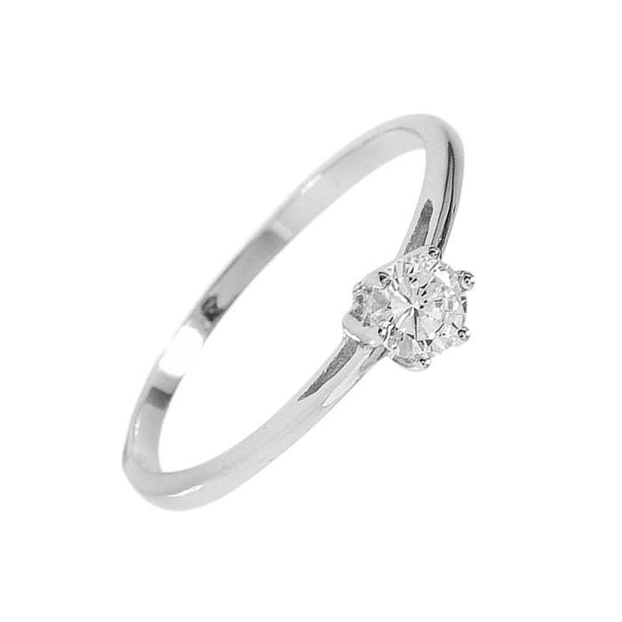 Solitaire taille 56 en Argent rhodié et Zirconium