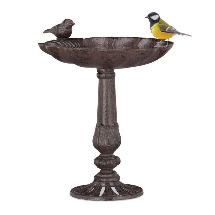 Relaxdays Abreuvoirs en fonte Sur pied, Décoration de jardin, Mangeoire coquillage pour oiseaux sauvages brun - 4052025263911