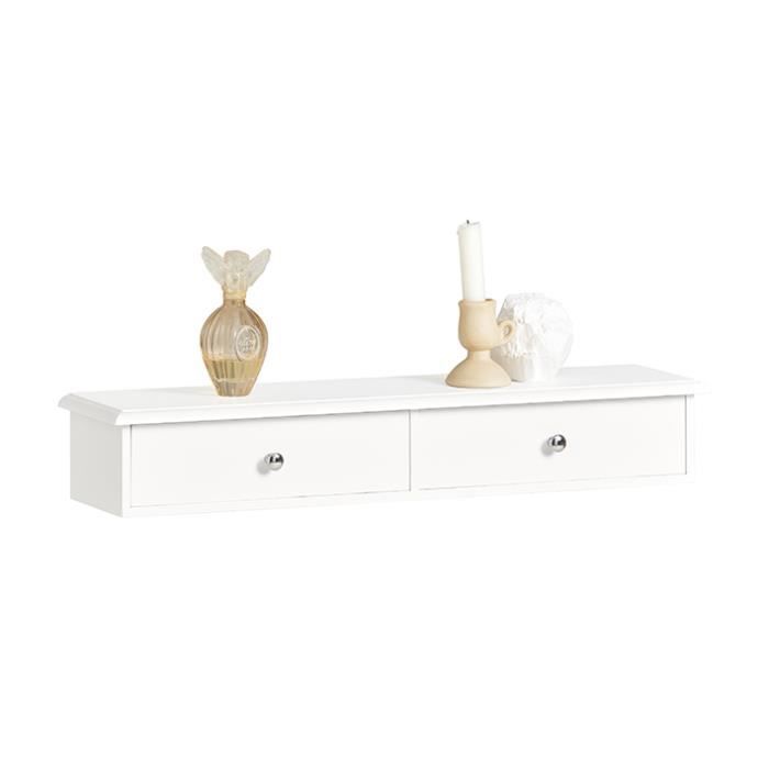 SoBuy® FRG43-W Meuble d’entrée de Rangement, Étagère Murale 2 tiroirs, Armoire à clés, Porte-clés