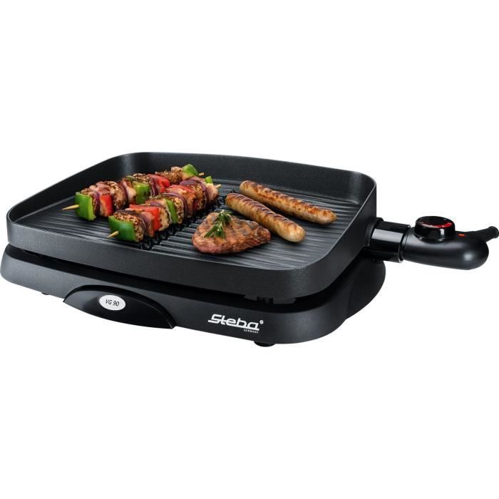 STEBA 064700 VG90 Grill BBQ «Compact» - 1300 W - Surface de cuisson 35 x 25 cm - Noir