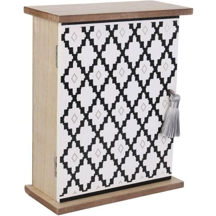 Boîte à clés design ethnique Mirage - L. 19 x H. 23 cm - Blanc