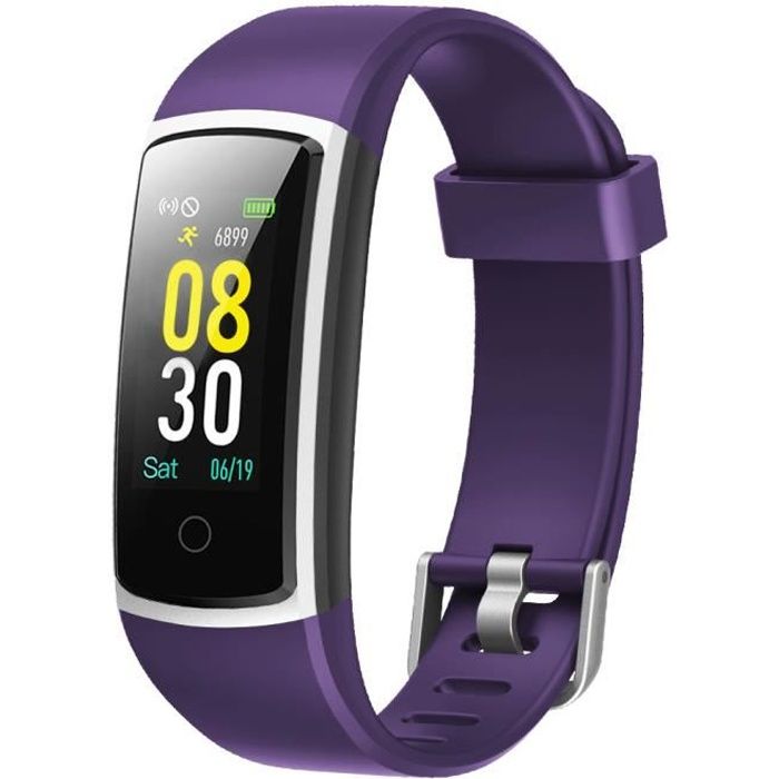 YAMAY Montre Connectée Femmes Homme Bracelet Connecté Tensiomètre Smartwatch Montre Sport Cardio Android iOS Etanche IP68 Violet