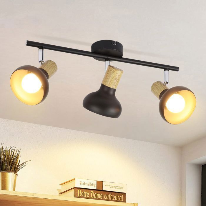 Spot Plafond LED 3 Lumières GU10 Orientable 350° - Plafonnier Cuisine Chambre Couloir Moderne - Sans Ampoules