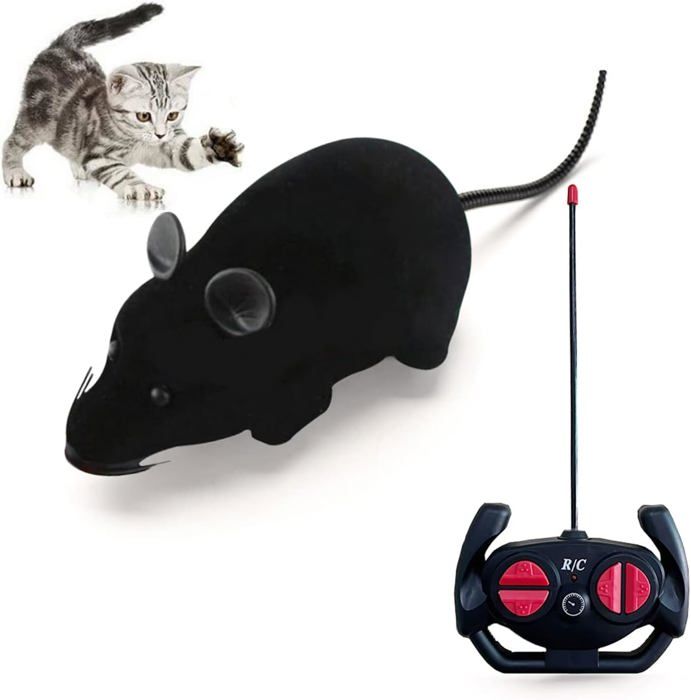 Comparer les prix de Souris réaliste pour chat avec télécommande, jouet interactif pour chat, roue sans fil, blague effrayante - Noir