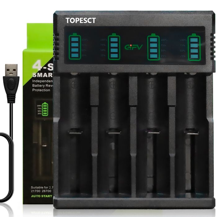 Chargeur de Batterie 18650, TOPESCT Chargeur Piles Rechargeable Universel  avec LCD pour 18650 10440 14500 16340 26650 26500 etc - Cdiscount Jeux -  Jouets