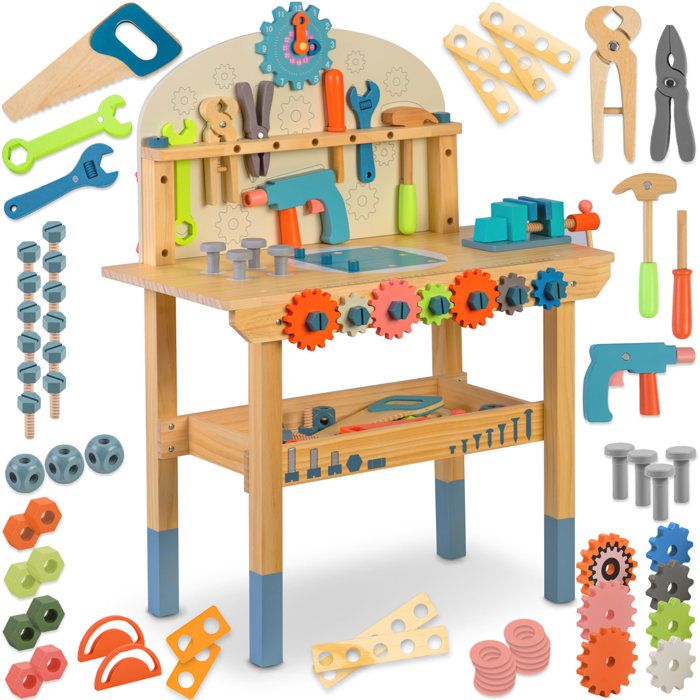 Atelier en bois avec outils - JANSHOP - RK-876 - Développement motricité fine - Stimulation sensorielle