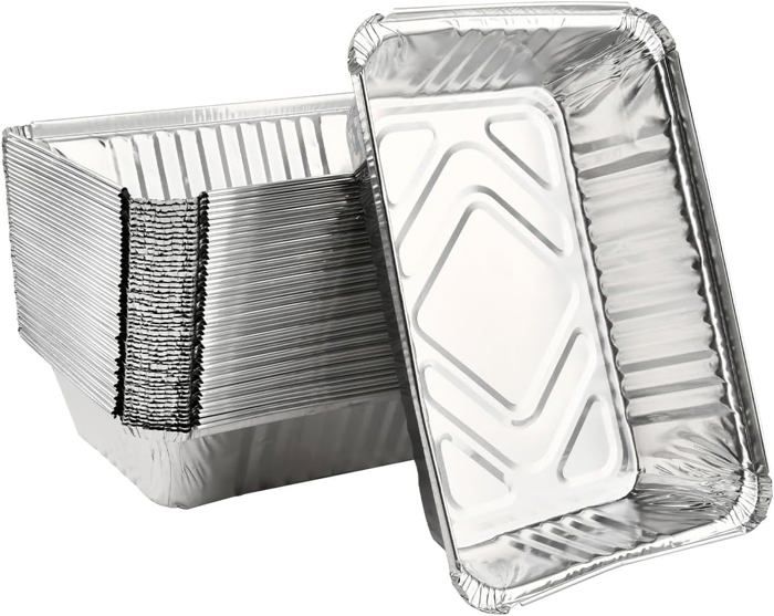 Lot De 25 Barquettes Aluminium Grand Format KBNIAN - 31.6x21.2x4.2cm, Pour Four, BBQ, Congélation