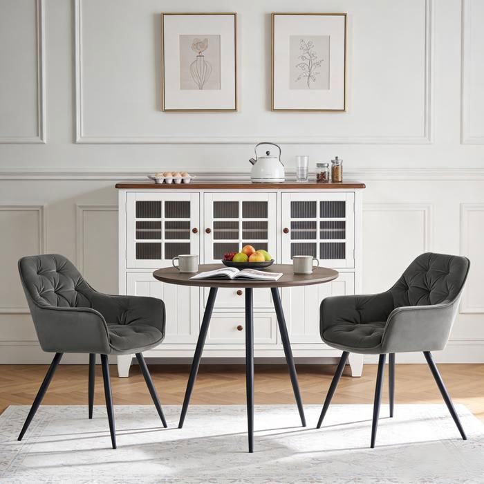 Lot de 2 chaises de salle à manger bois sombre et gris ALBION