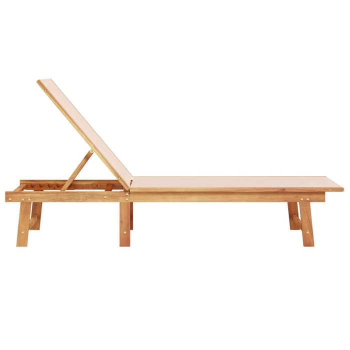 Chaise longue - Transat dextérieur/1personne - crème - Bois dacacia solide et textilènetop vente198832826