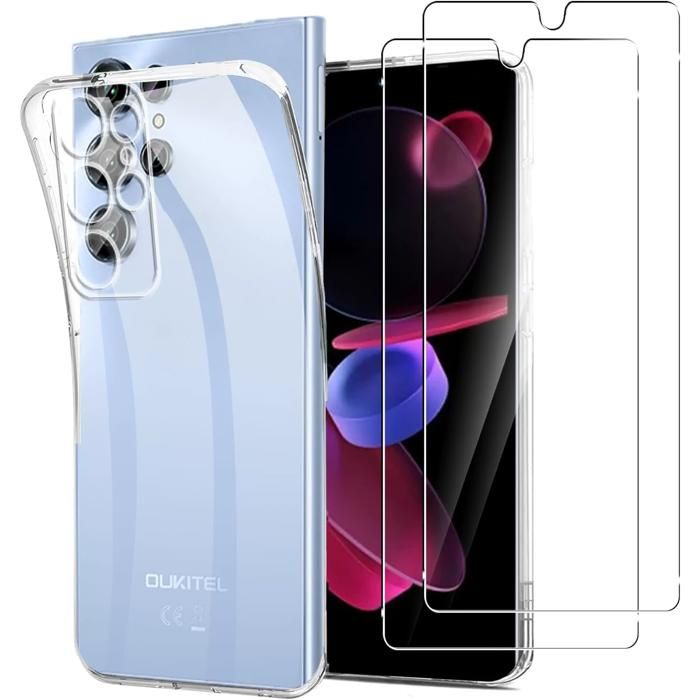 Coque Silicone + 2 Verres Trempés Pour Oukitel C2 - Protection Transparente Antichoc