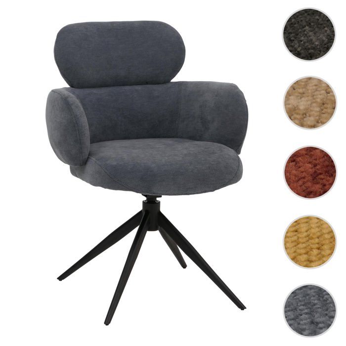 Chaise de salle à manger MCW-O77 (310 g/m²) Chenille Öko-Tex gris-bleu