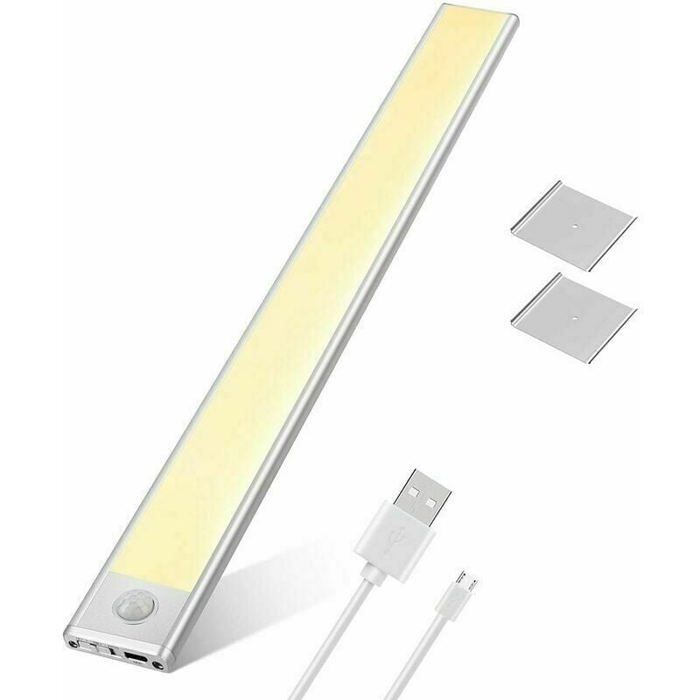 Lampe LED sous meuble 76 LED rechargeable Éclairage darmoire avec détecteur de mouvement Batterie USB Éclairage darmoi