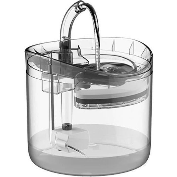 Fontaine à Eau pour Chat et Chien - 1.8L - Pompe Silencieuse - 2 Modes deau - Filtre Triple Label