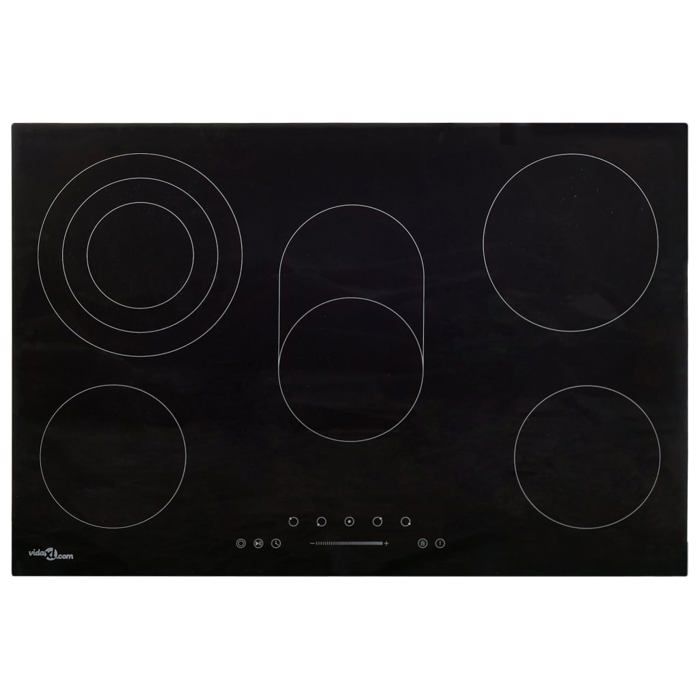 Plaque de cuisson céramique - vidaXL - 5 brûleurs - Contrôle tactile - 8500 W - Noir - 90x52 cm