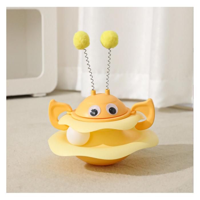 Jouet pour chat indestructible - Phoesky - Abeille - Auto-amusant - Rotatif - 25x20x20 cm - Jaune