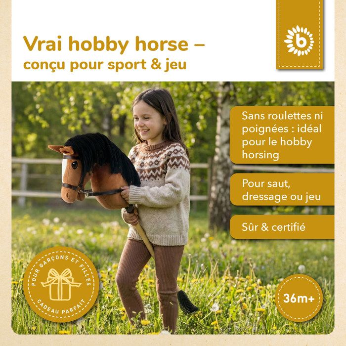 Comparer les prix de Bieco Hobby Horse Cheval bâton Renard - Taille S avec bride  bâton et queue amovibles pour saut d obstacles dressage et jeu