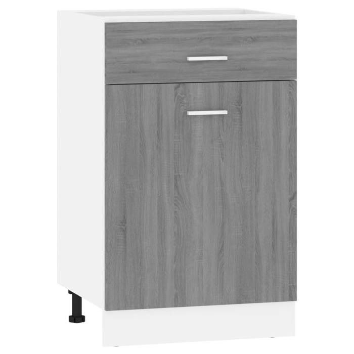 Soldes FlottantsArmoire à tiroirs 1 PCS - Cabinet/Meuble bas de cuisine - inférieure Lyon Gris Sonoma 50x46x815cm Bois dingéni