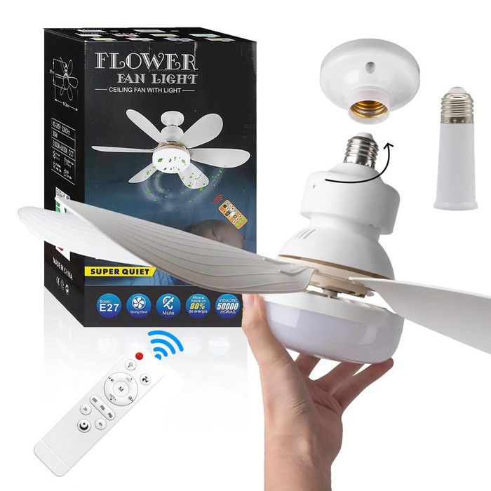 Ventilateur de plafond - MEIHOWWU - 40W 52 cm - 6 pales - Télécommande - LED dimmable 3 températures