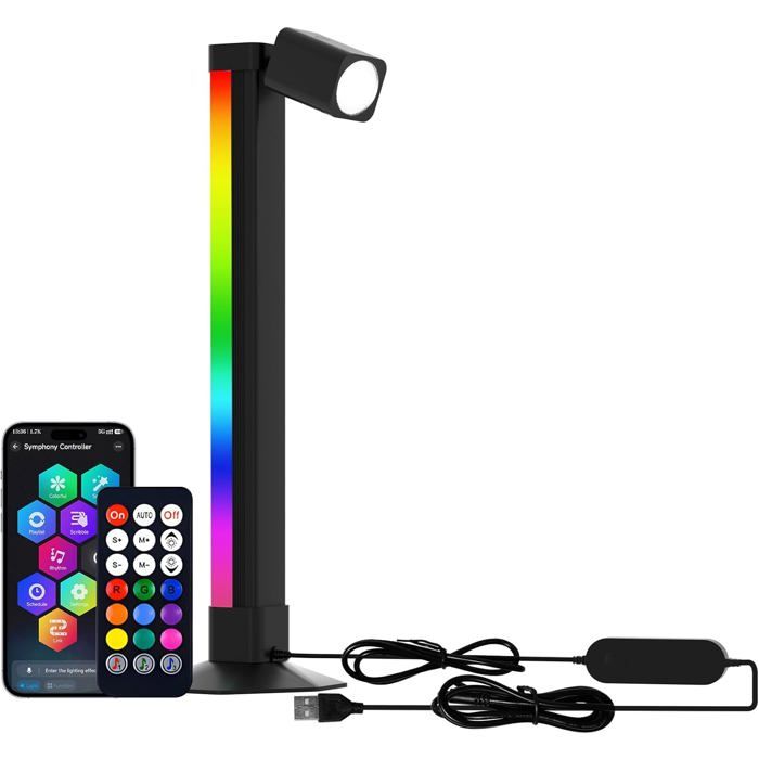 LED Desk Lamp Gaming Lamp with Reading Light Reading Light App Control Wired