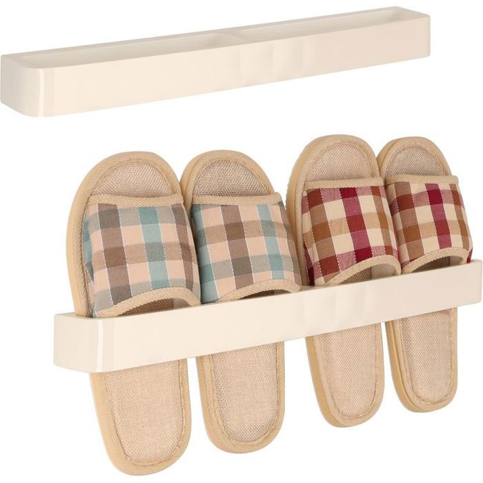 Porte-chaussures Mural Beige - Support de Rangement en Plastique à Accrocher sur la Porte pour Chaussures et Pantoufles