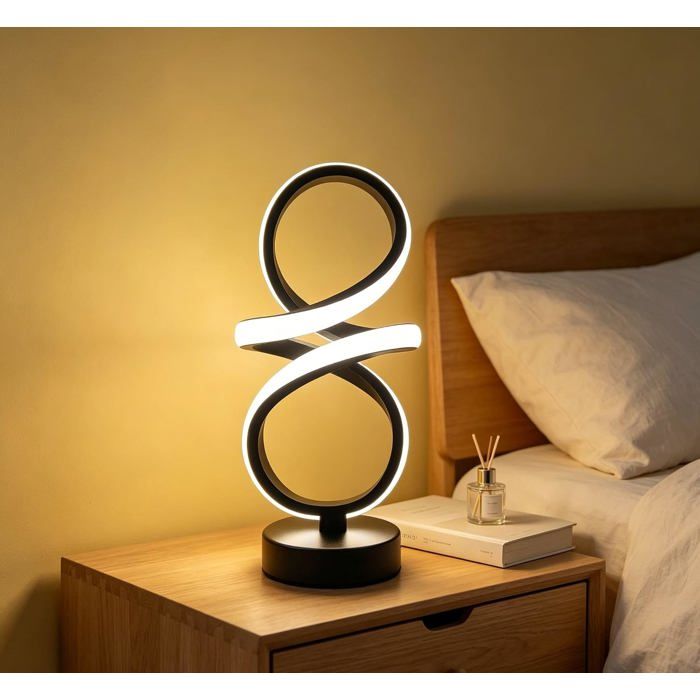 Lampe de table LED design spirale noire 29×13×10 cm lampe dambiance 3 températures de couleur pour chambre bureau salon Lampe de table LED design spirale noire 29×13×10 cm lampe dambiance 3 températures de couleur pour chambre bureau salon