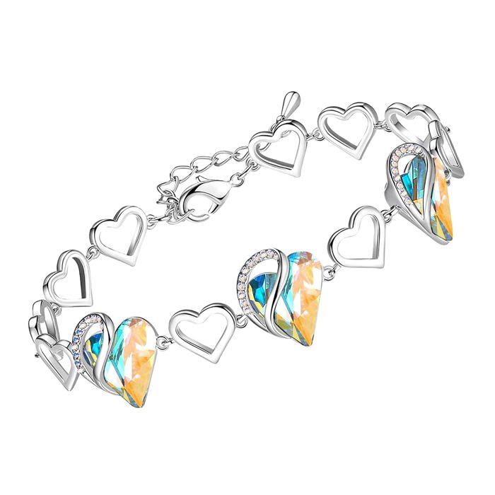 Bracelets Cœur Infini Femme avec Pierres de Naissance - Métal - Blanc ...