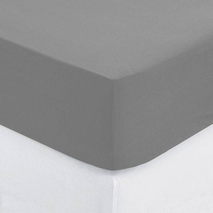 Drap-housse percale gris 160x200cm - Atmosphera Créateur dintérieur