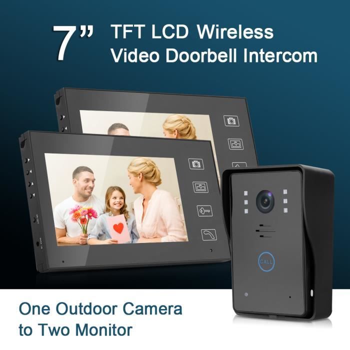 7 "TFT Vidéo sans Fil Interphone de Porte avec un Moniteur