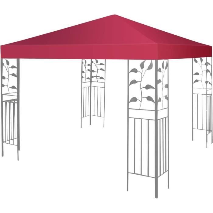 GOPLUS Toile de Pavillon Tonnelle Toile de Rechange 300x300CM pour Toit de Tonnelle de Jardin Imperméable Vin Rouge