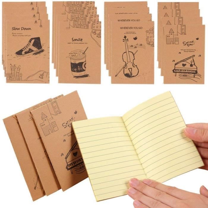 Mini bloc-notes petit cahier 16 feuilles, cahier ligné, Carnet de