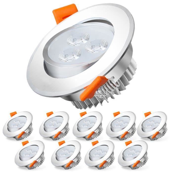 Lot de 20 Spots Encastrable LED Intégrés spots à encastrer 3W Blanc chaud LED spots orientables éclairage plafond LIGNE DE SPOTS