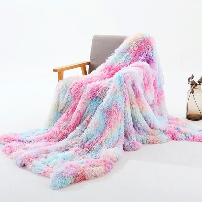 Couverture, Plaid Polaire ArcenCiel Super Douce et Chaude, Plaid Fourrure Double Face en PV et