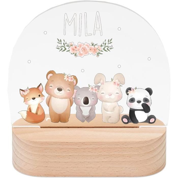 Veilleuse Personnalisée Avec Prénom - Lampe LED Douce En Bois, Cadeau De Naissance Ou Baptême - 5