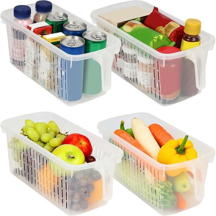 HPYLIF·H Organisateur Frigo, Rangement Frigo Transparent, Boîte De Rangement Empilable Avec Couvercles Pour Cuisines, Placards Et Réfrigérateurs (Lot De 6 Avec Couvercle, L(29x20x15CM