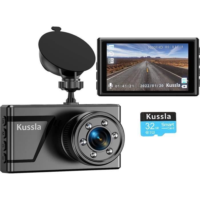 Caméra De Bord - Kussla Dashcam Voiture 1080p Hd 32g Carte Sd Grand Angle 170° Wdr Surveillance Du Stationnement